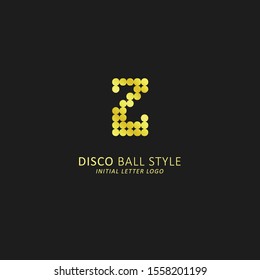 Golden initial letter z logo disco ball style concept