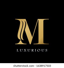 Golden  Initial M Letter Logo Luxury,  creative vector design concept for luxuries business indentity.