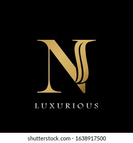 Golden  Initial N Letter Logo Luxury,  creative vector design concept for luxuries business indentity.