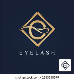 Golden Initial O Letter and Lash for Cosmetic, Beauty, Makeup Store Business Logo Idea Template