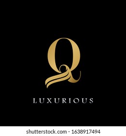 Golden  Initial Q Letter Logo Luxury,  creative vector design concept for luxuries business indentity.