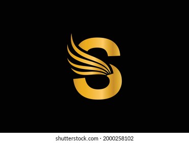 Golden Initial S Letter Logo With Creative Modern Business Typography Vector Template. Falcon Logo Concept