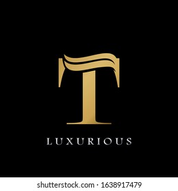 Golden  Initial T Letter Logo Luxury,  creative vector design concept for luxuries business indentity.