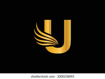 Logotipo De Letra Golden Inicial U Con Plantilla De Vector De Típografía Empresarial Moderna Creativa. Concepto de logotipo de Falcon