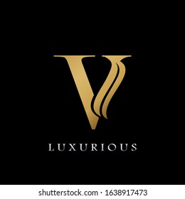 Golden  Initial V Letter Logo Luxury,  creative vector design concept for luxuries business indentity.