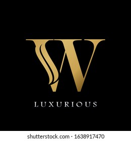 Golden  Initial W Letter Logo Luxury,  creative vector design concept for luxuries business indentity.