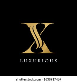 Golden  Initial X Letter Logo Luxury,  creative vector design concept for luxuries business indentity.