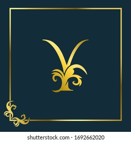 Golden Initial  Y Luxury Letter Logo Icon, Ornate Business brand identity or wedding initial logo  vector design concept.
