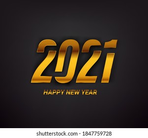 Golden inscription Happy new year 2021 vector card