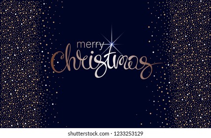golden inscription merry christmas on dark background