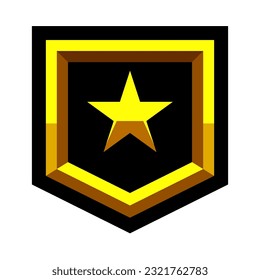 Golden insignia, military rank icon, game achievement rating, battle award, reward signs.