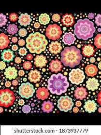 Golden interlaced floral vector border ornament with pomegranate flowers on dark background