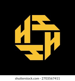 Golden Interlocking H Lettermark Icono de logotipo diseño de Vector de acción plana