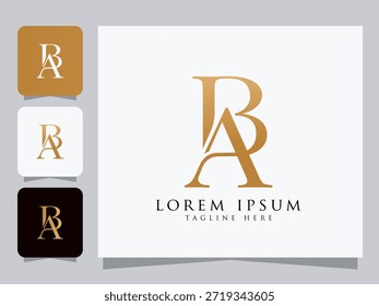 Golden Intertwined BA ou AB conceito de logotipo de monograma