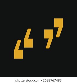 Golden Inverted Comma isolated on black background - Quote Card Design