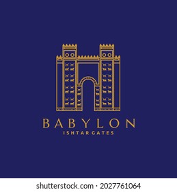 Golden Ishtar Gate Babylonia Logo Icon Vector