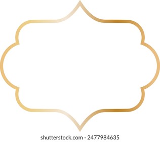Golden Islamic Frame Luxury Illustration. Isolated on White Background.