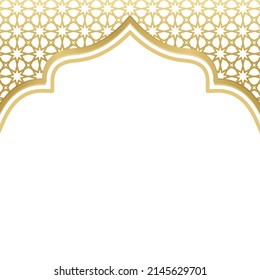 golden islamic gate background design, luxury islamic background with copy space template vector