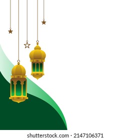 golden islamic lantern illustration design vector