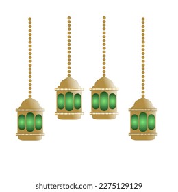golden islamic lantern ornament vector