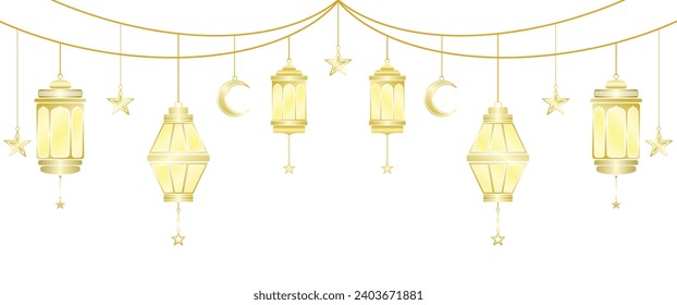 golden islamic lantern ramadan kareem background. Vector eps