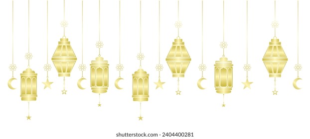 golden islamic lantern ramadan kareem background. Vector eps