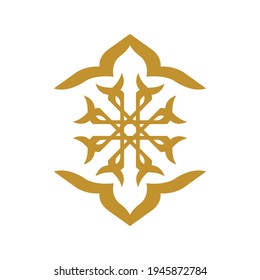 Golden Islamic pattern or logo, mosque dome with rotation crescent design vector