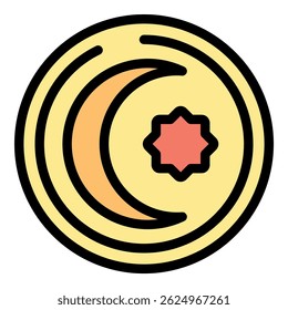 Símbolo islâmico dourado mostrando uma lua crescente e uma estrela, uma representação da fé e da tradição
