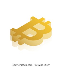 golden isometric symbol of bitcoin cryptocurrency on white background. realistic 3d vector illustration easy to edit and customize. eps 10