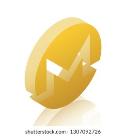 golden isometric symbol of monero cryptocurrency on white background. realistic 3d vector illustration easy to edit and customize. eps 10