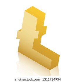 golden isometric symbols of litecoin cryptocurrency on white background. realistic 3d vector illustration easy to edit and customize. eps 10