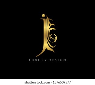 Golden J Luxury Logo Icon, Classy Letter Logo Design.