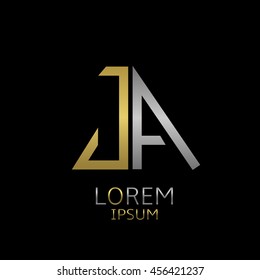 Golden J and silver A letters logo template for your business company