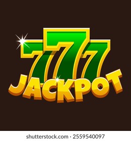 Golden Jackpot icon or slot symbol for your games. Winning combination 777. Casino element