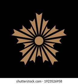 Golden Japan Police Crest Sign. Asahi Chapter Symbol Or Emblem.