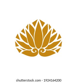 Golden Japan style design flower Sign or leaf symbol on white background. Vector and illustration logo