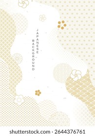 Golden Japanese pattern background. Abstract geometric banner.