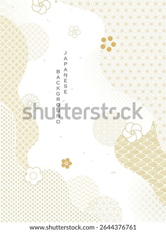 Golden Japanese pattern background. Abstract geometric banner.