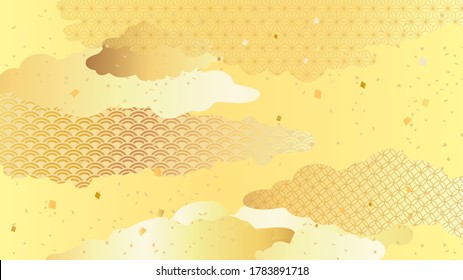 Golden Japanese Pattern Background Illustration