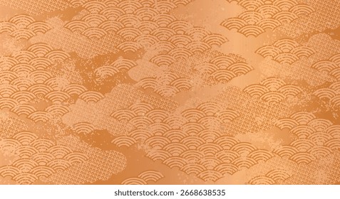 Ilustración de fondo de patrón japonés dorado