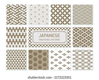 Golden Japanese pattern vector set