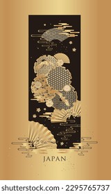 Goldenes japanisches Muster, Hintergrunddesign.