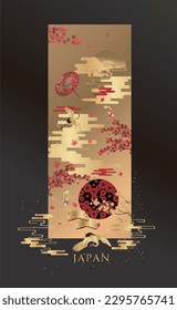 Diseño de fondo de patrón de estilo japonés dorado.