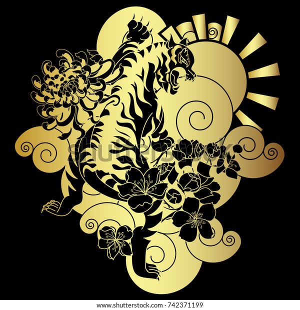 Golden Japanese Tiger Flower Vector Illustration Stock Vector (Royalty ...