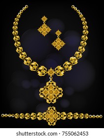 Golden jewelry design