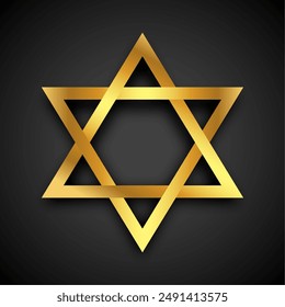 golden jewish star sign for mythological faith and belief vector