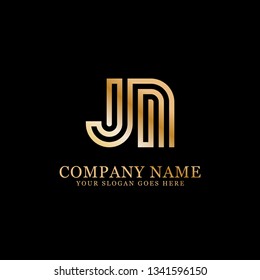 golden JN initial Letter logo, logo monogram, clean and modern design
