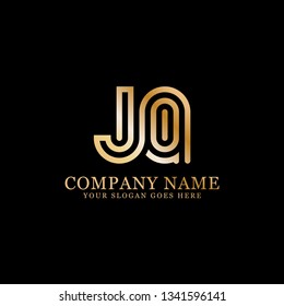 golden JQ initial Letter logo, logo monogram, clean and modern design