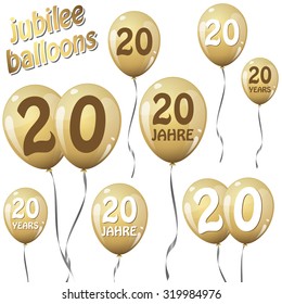 golden jubilee balloons for 20 years in english and german