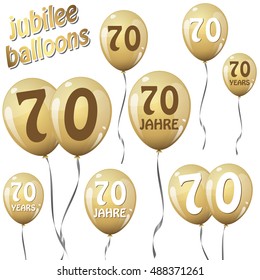 golden jubilee balloons for 70 years in english and german